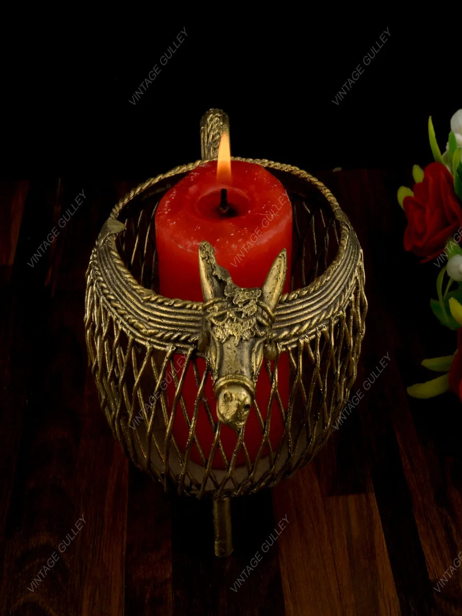 Handcrafted Brass Dhokra Art Penstand | Unique Desk Organizer for Home