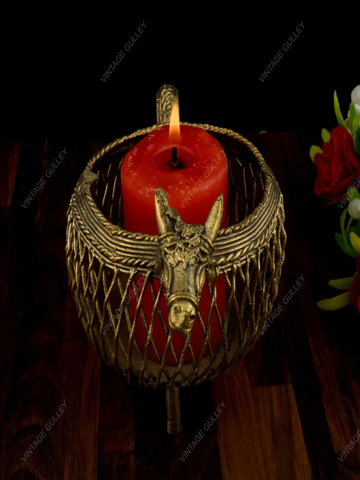 Handcrafted Brass Dhokra Art Penstand | Unique Desk Organizer for Home