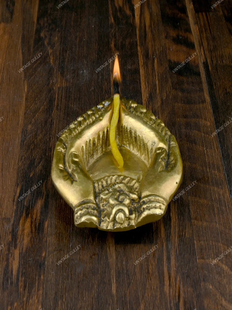 Brass Diya Lamp | Handcrafted Sacred Metal Design for Prayer Decor