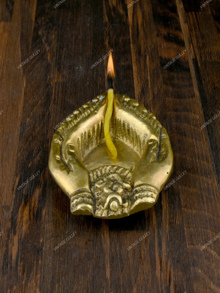 Brass Diya Lamp | Handcrafted Sacred Metal Design for Prayer Decor