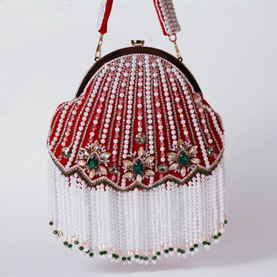 Frida Batua Bag | Chic Detachable Handle Potli Bag for Weddings - Frida_Red