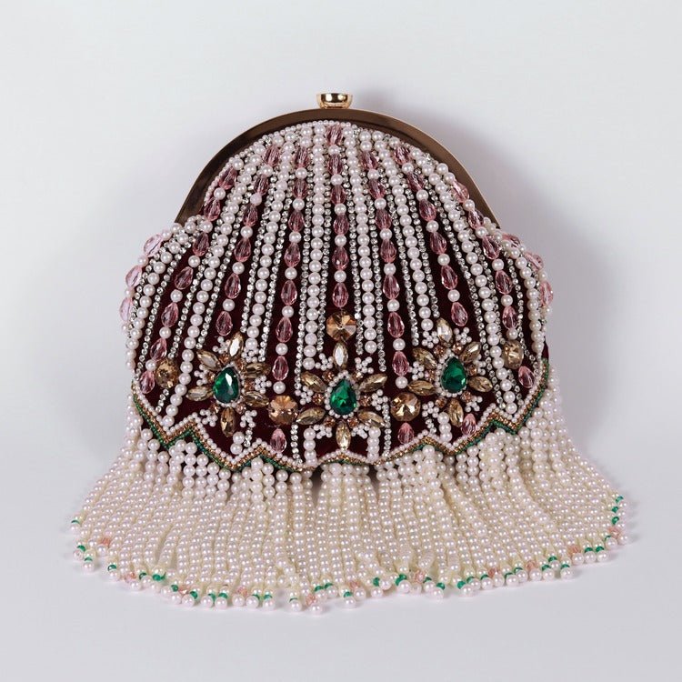 Frida Batua Bag | Elegant Potli Bag with Detachable Handle for Weddings - Frida_Maroon