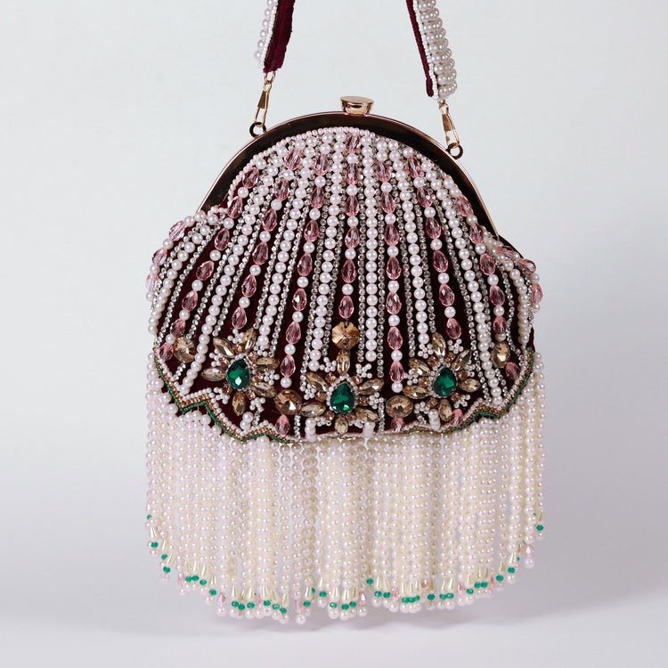 Frida Batua Bag | Elegant Potli Bag with Detachable Handle for Weddings - Frida_Maroon