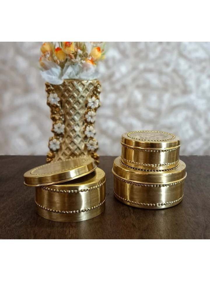 Prasadam - Brass Laddoo Serving Box Set | Matt Finish Box Collection