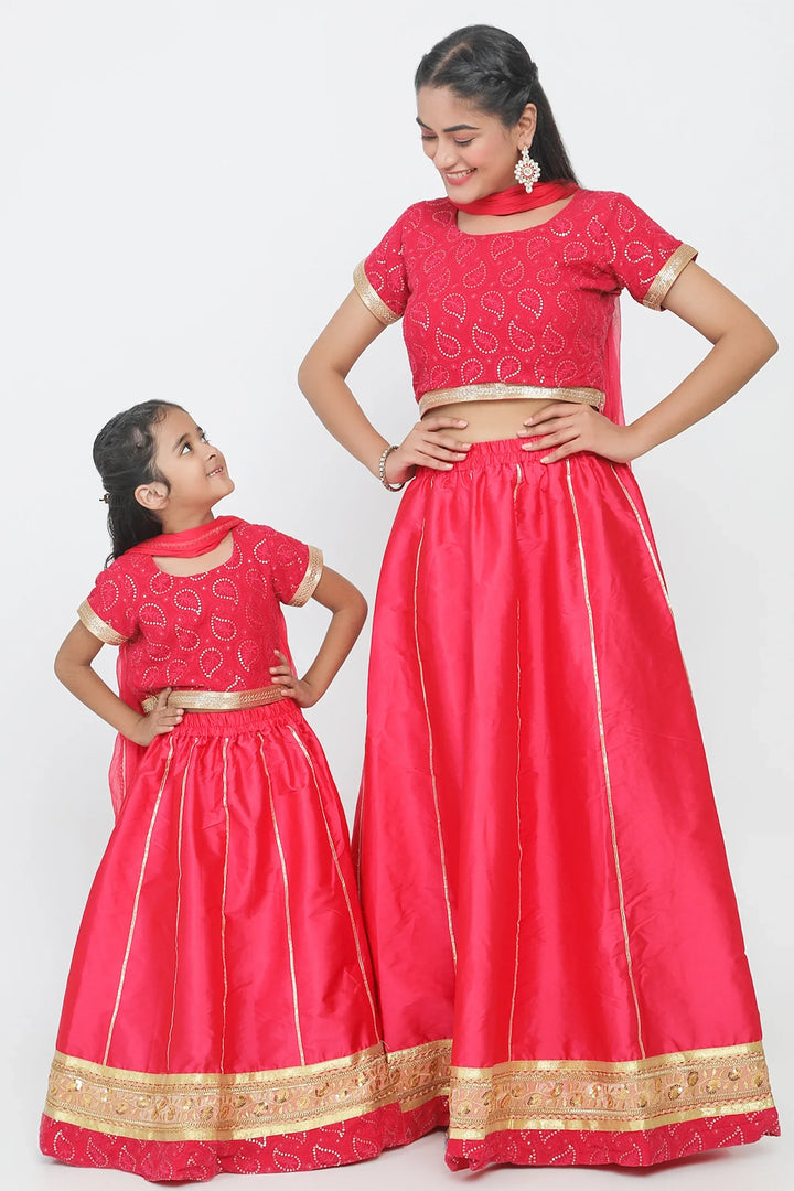 Elegant Fusion: Fuchsia Lehenga Twin Set