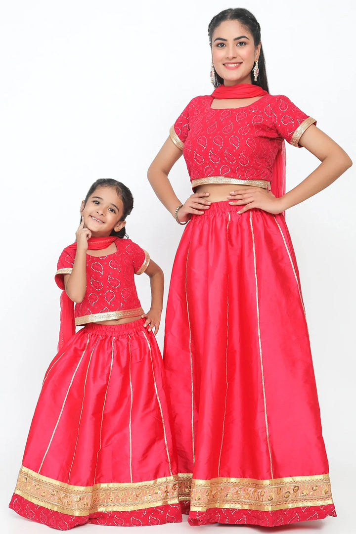 Elegant Fusion: Fuchsia Lehenga Twin Set