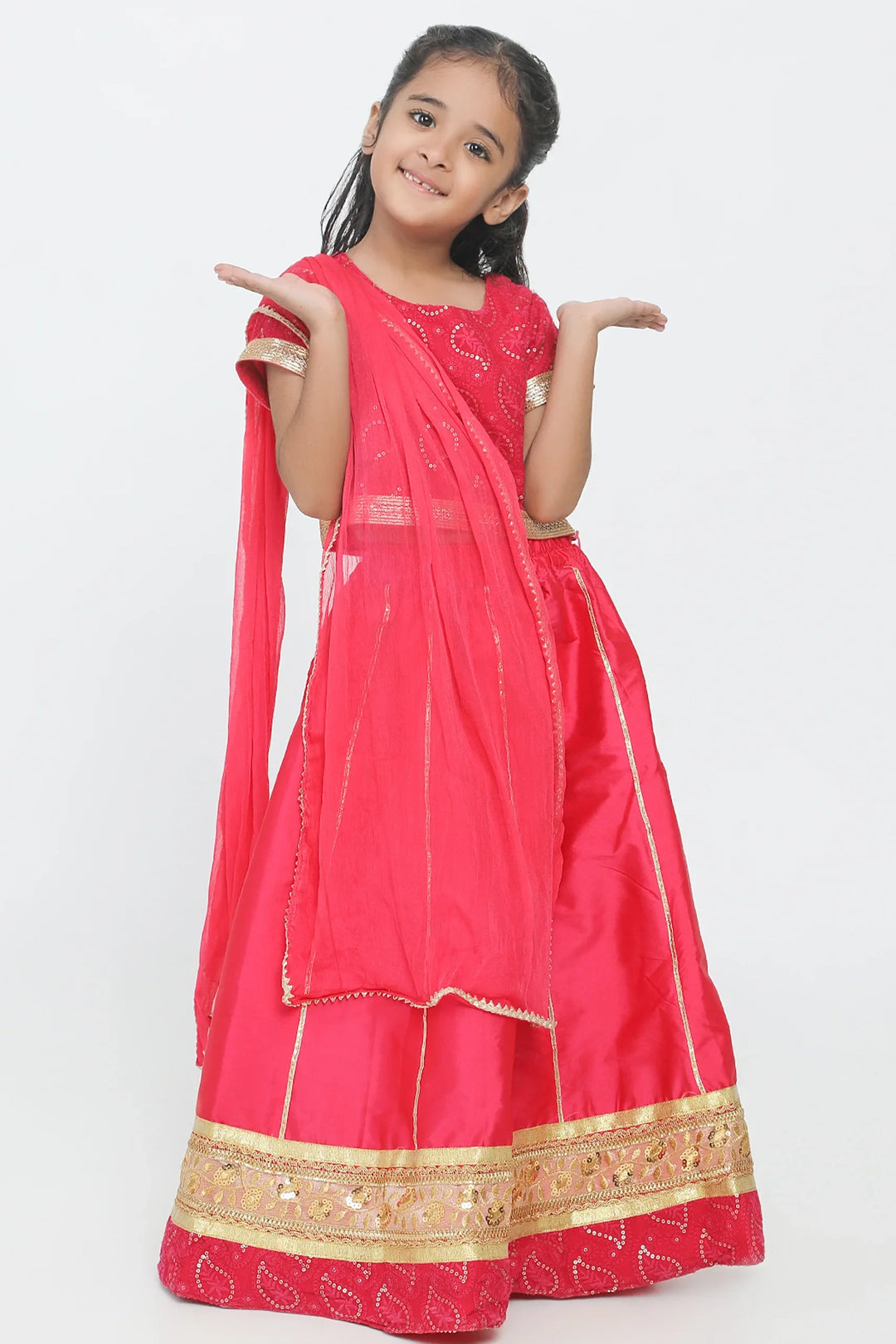 Elegant Fusion: Fuchsia Lehenga Twin Set