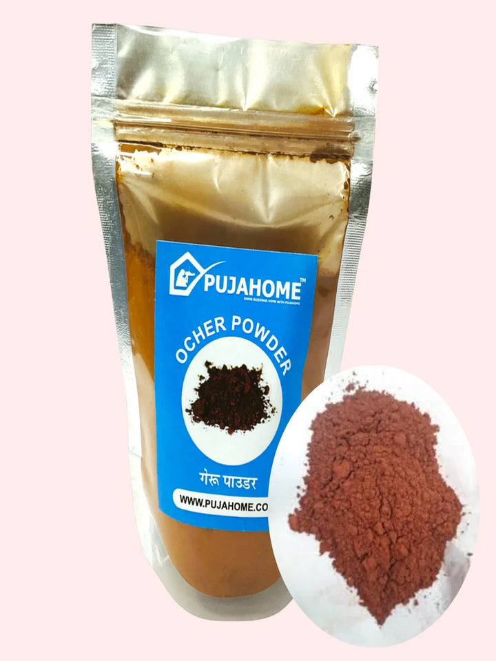 Natural Geru Mitti, Red Ocher Powder for Skin, Rangoli, Home Painting, Pooja