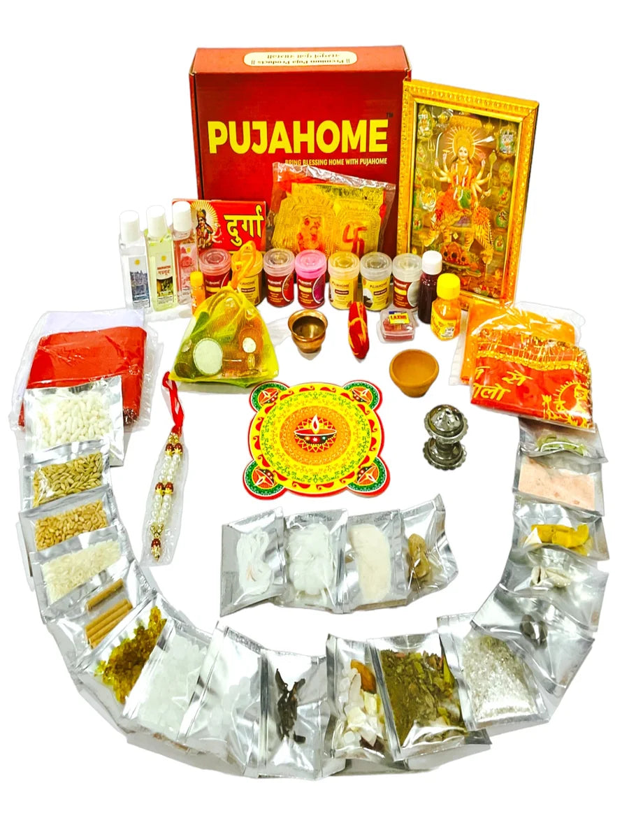 Navratri Puja Samagri Kit/Navdurga Puja Kit for Durga Pujan(50+ Items in Kit)