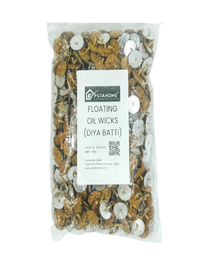 Eco-Friendly Cork-Based Floating Oil Wicks Diya Bati Parsi Vat Pack of (500 Wicks)