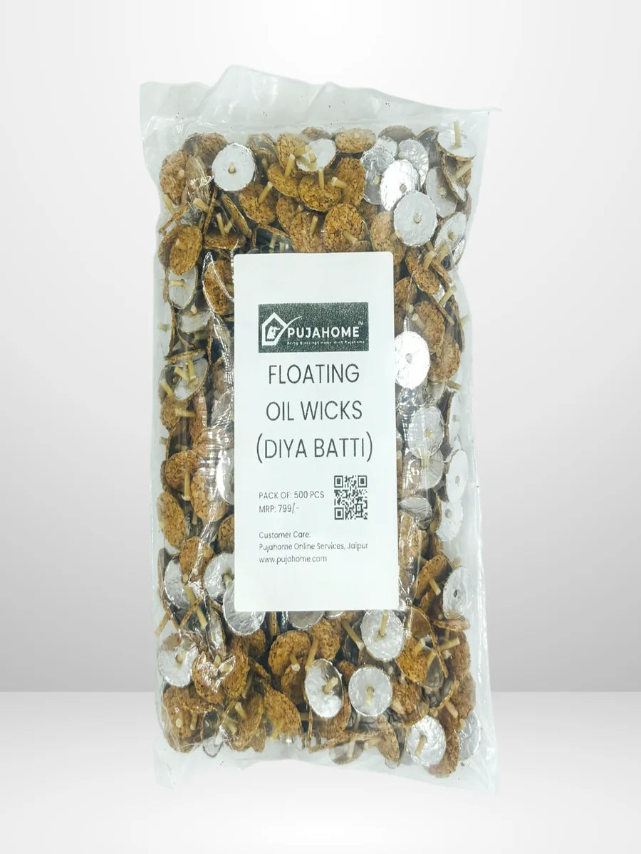 Eco-Friendly Cork-Based Floating Oil Wicks Diya Bati Parsi Vat Pack of (500 Wicks)
