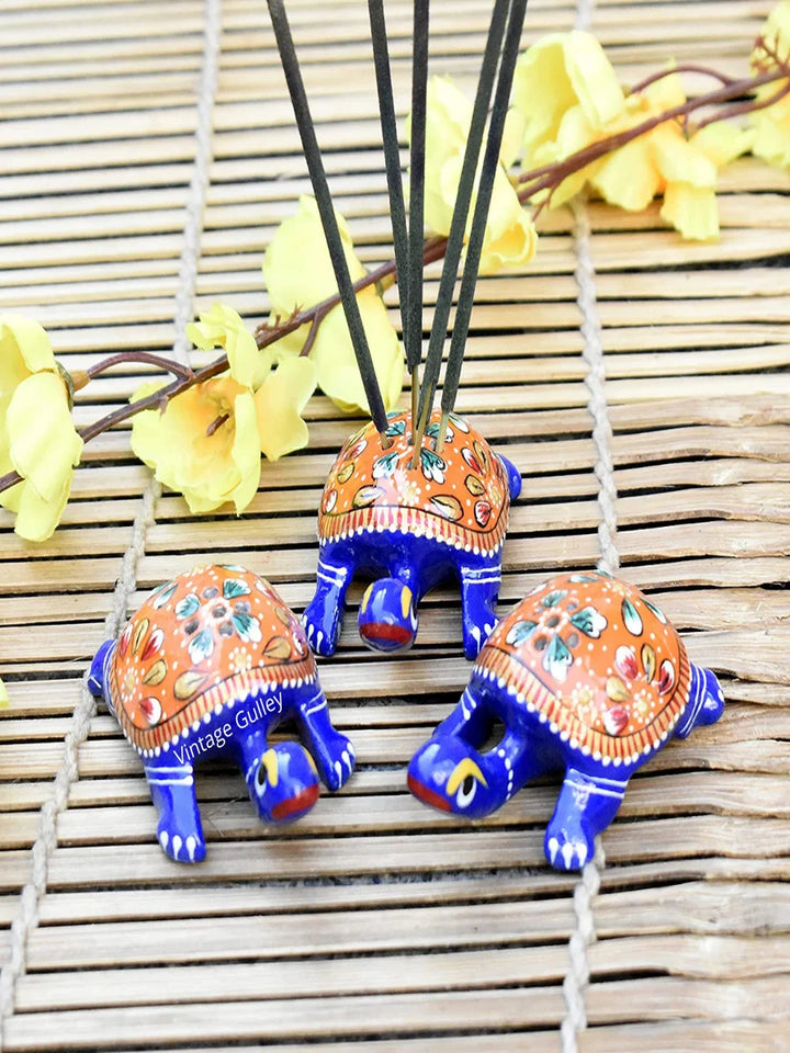 Handcrafted Metal Tortoise Agarbatti Stand Set | Traditional Home Décor