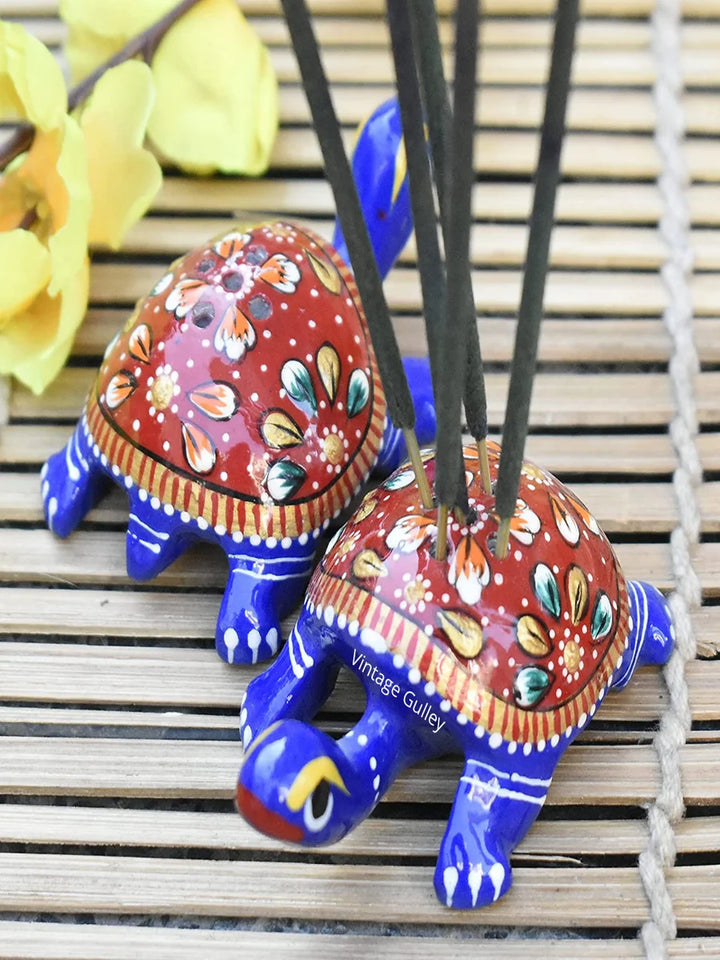 Handcrafted Metal Tortoise Agarbatti Stand | Set of 2 for Home Decor