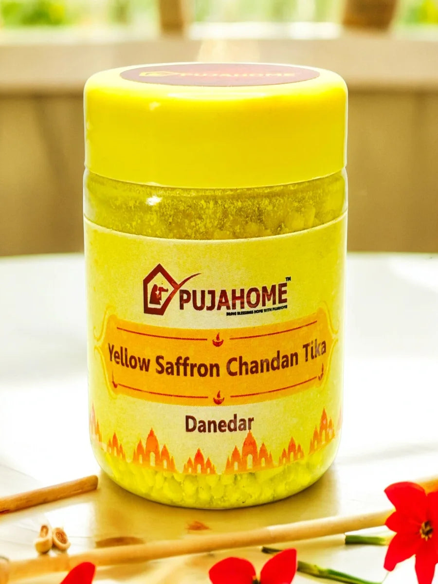Premium Yellow Saffron Chandan Tika Danedar 100 Gram Box