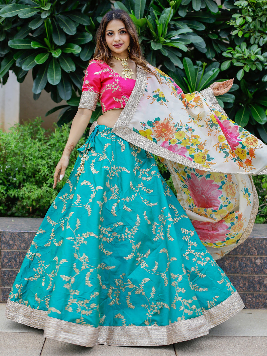 Wonderful Green Sequins Art Silk Lehenga Choli With Printed Dupatta