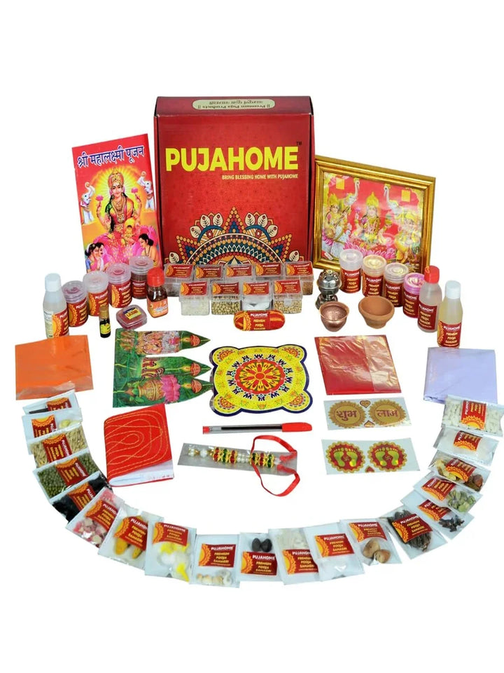 Diwali Puja Samagri Kit for Mahalakshmi Pujan (57+ Items) with Detailed Puja Vidhi