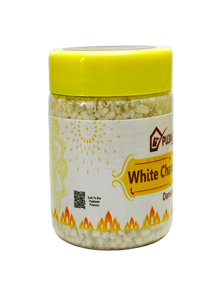 Premium White Chandan Tika Danedar 100 Gram Box