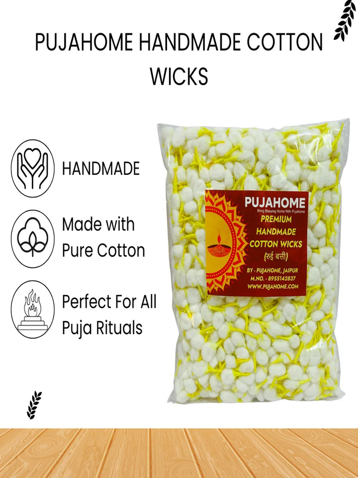 Round Cotton Wicks for Diya with Chandan Tip 1100 Pieces Pack