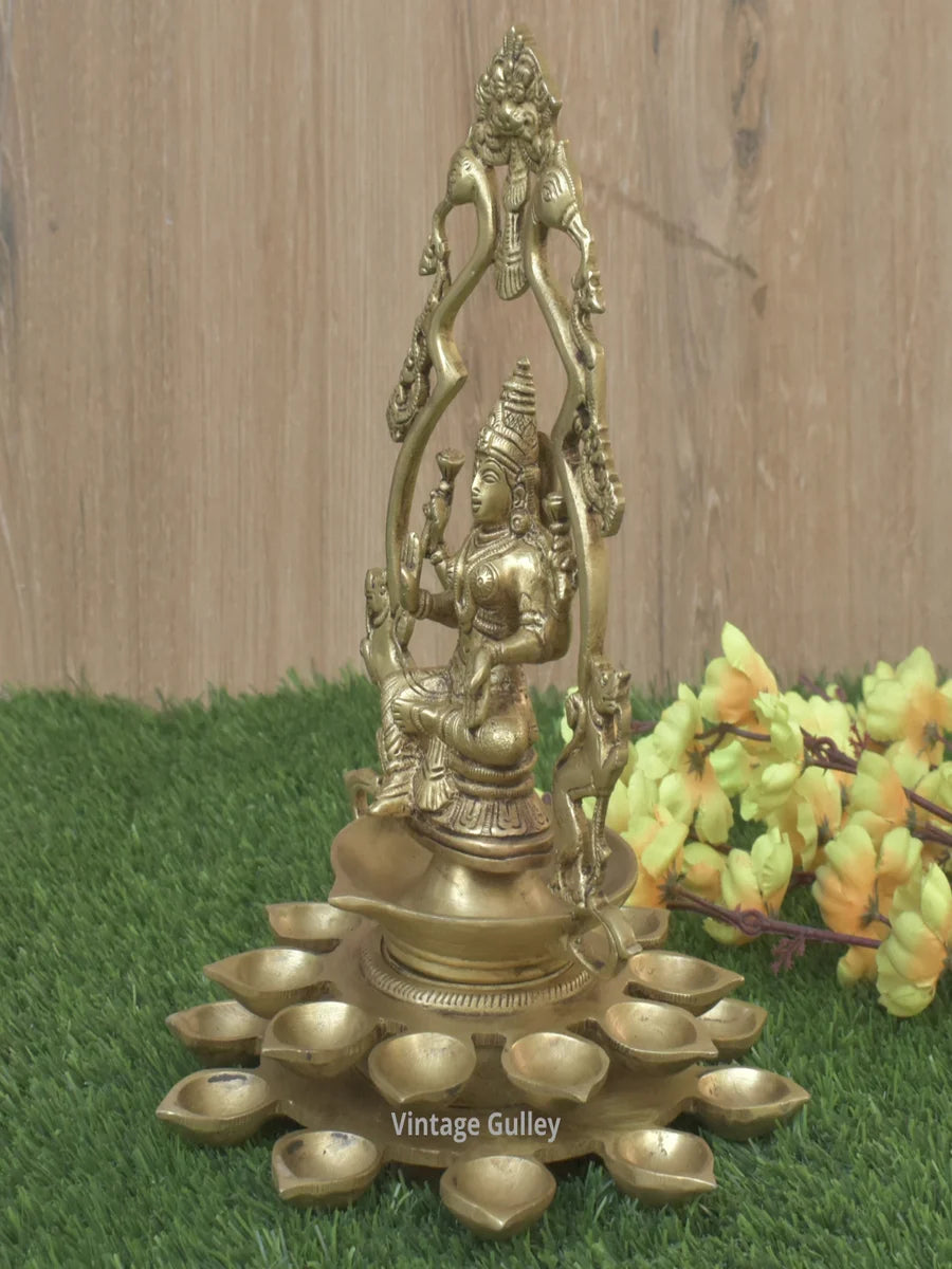 Handmade Brass Diya | Indian Lakshmi Goddess Sculpture Home Décor