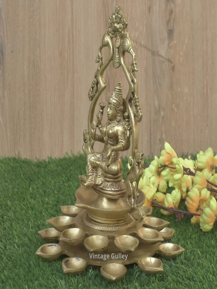 Handmade Brass Diya | Indian Lakshmi Goddess Sculpture Home Décor