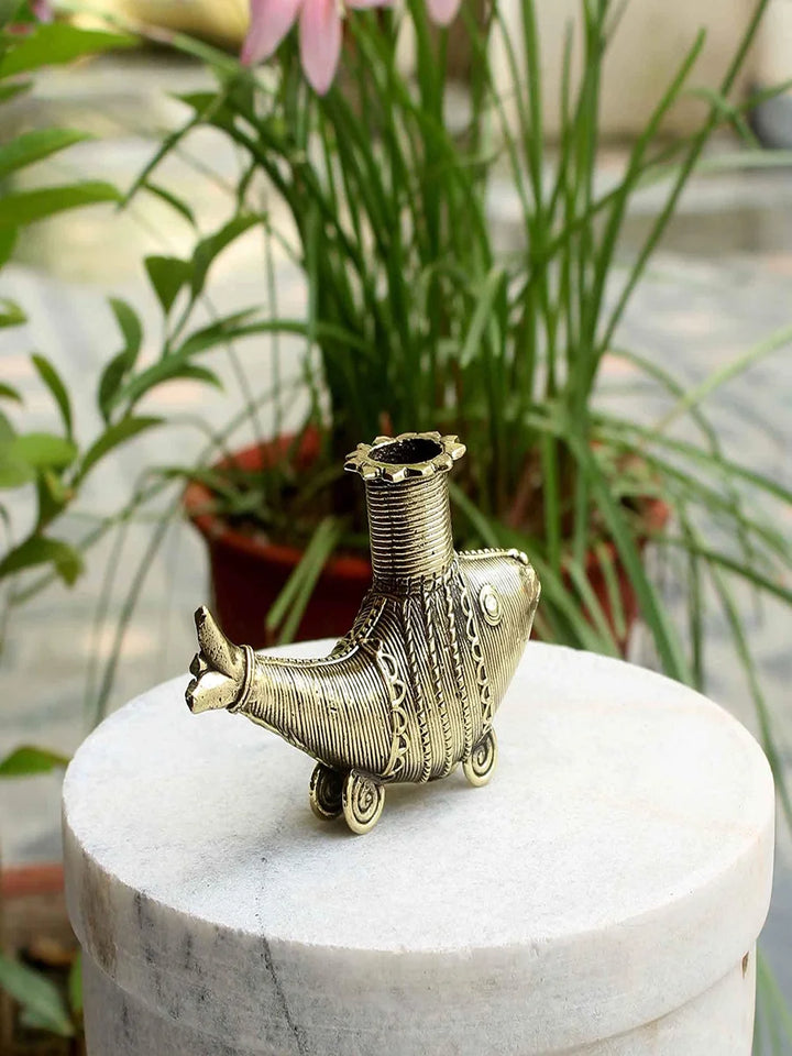 Handmade Brass Dhokra Candle Stand | Unique Home Decor & Gifting Charm