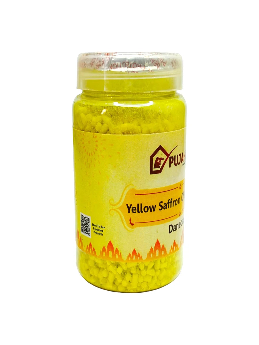 Premium Yellow Saffron Chandan Tika Danedar 200 Gram Box