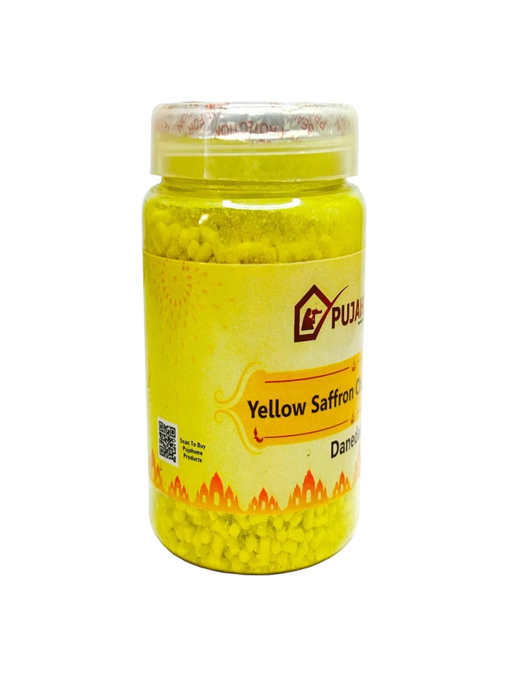 Premium Yellow Saffron Chandan Tika Danedar 200 Gram Box