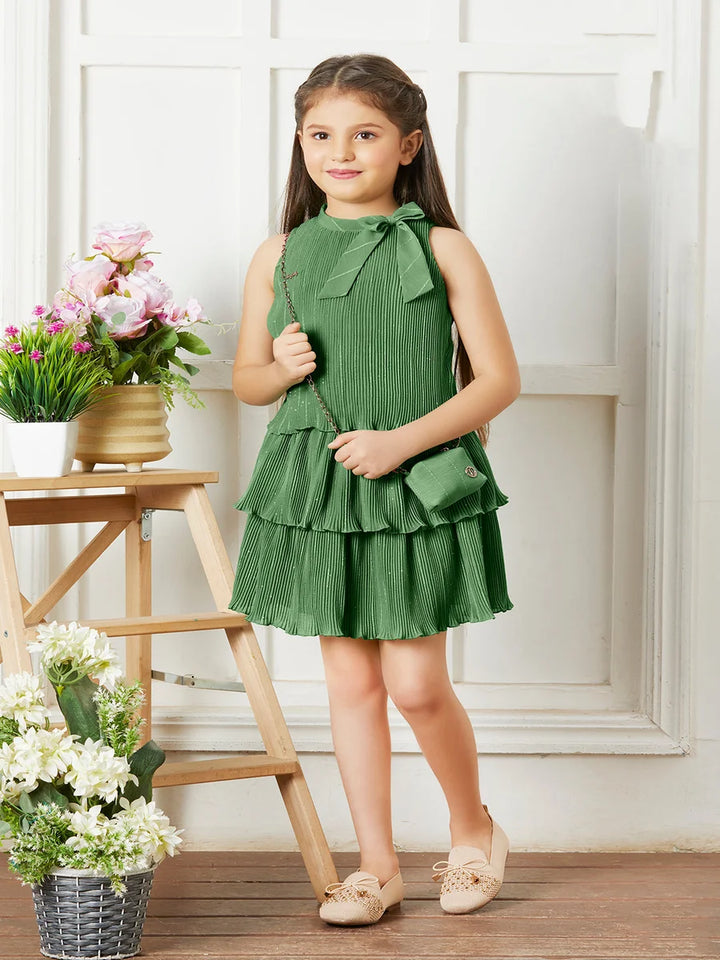 Gracful Green Skirt Set | Sleeveless Fancy Dress for Girls