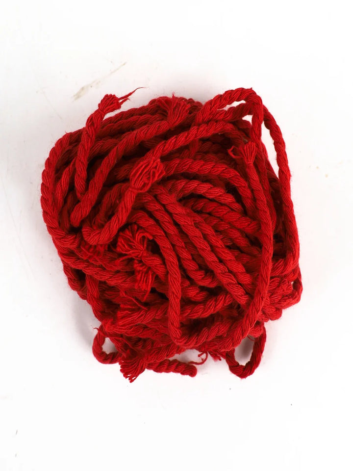 Long Twisted Akhand Jyot Cotton Wicks Batti | Cotton (Red Color)