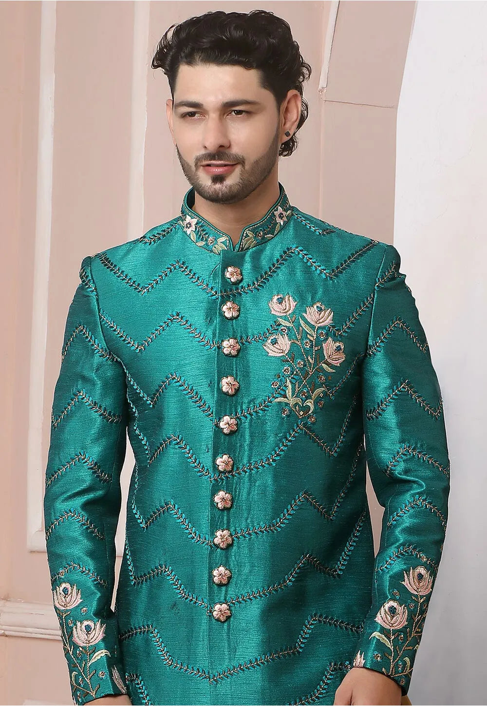 Ethnic Banarasi Sherwani | Rich Embroidery Work for Traditional Occasions