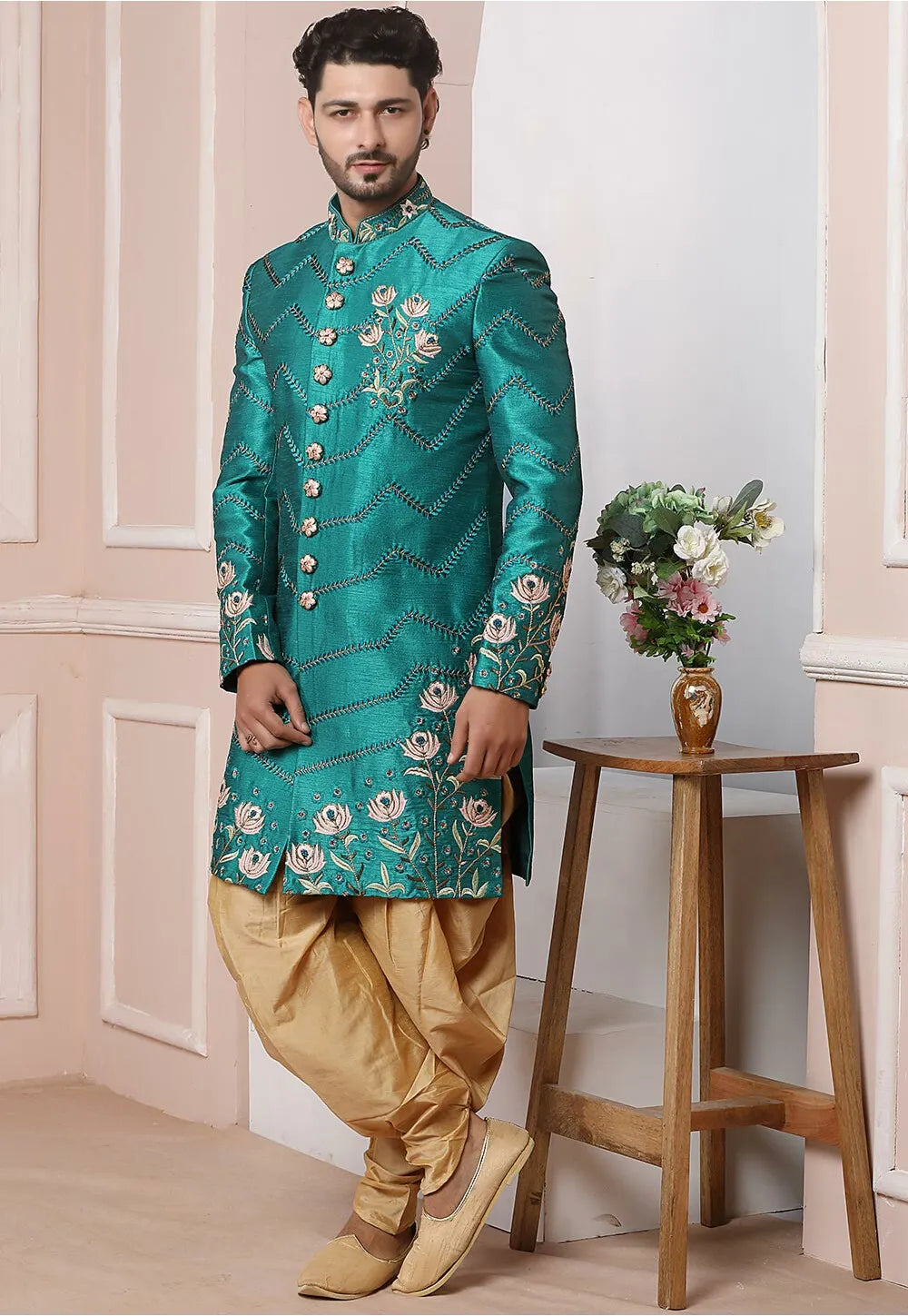 Ethnic Banarasi Sherwani | Rich Embroidery Work for Traditional Occasions