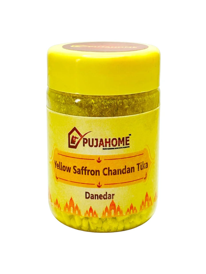 Premium Yellow Saffron Chandan Tika Danedar 100 Gram Box