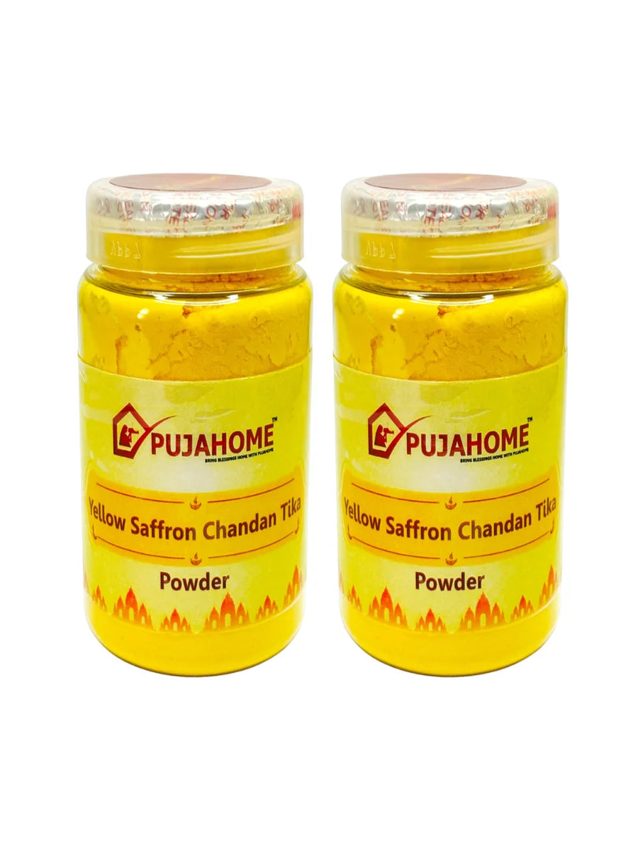 Premium Yellow Saffron Chandan Tika Powder 100 Gram Box