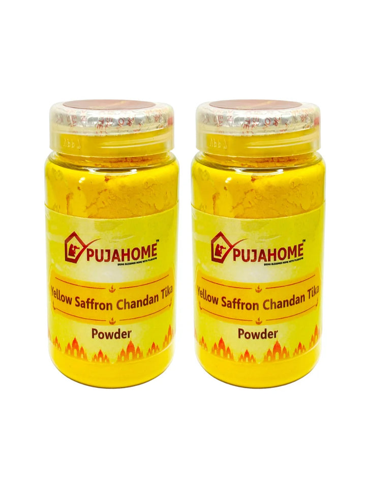 Premium Yellow Saffron Chandan Tika Powder 100 Gram Box
