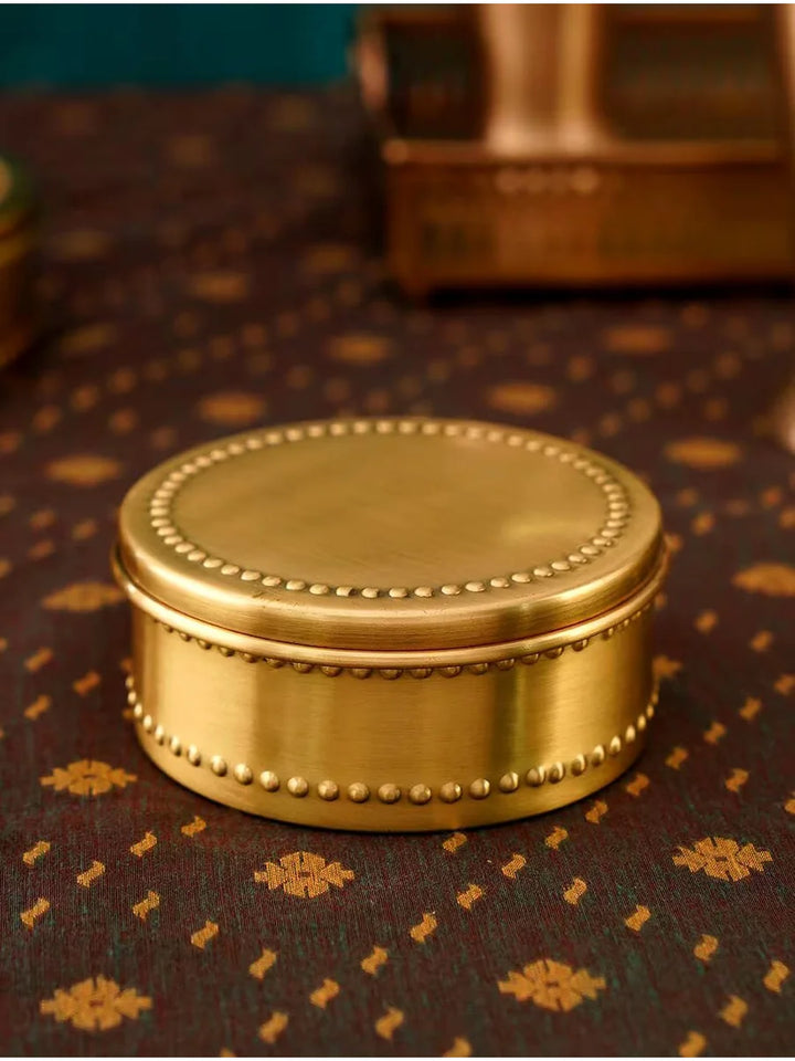 Prasadam - Brass Laddoo Serving Box Set | Matt Finish Box Collection