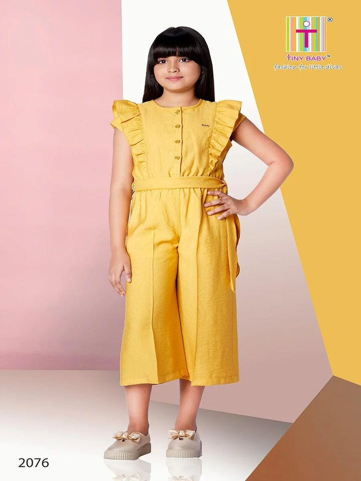 Mustard Linen Jumpsuit for Girls | Casual & Stylish Outfit