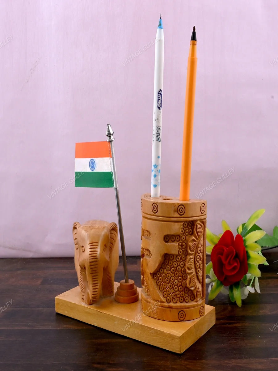 Wooden Pen Stand | Elegant Desk Organizer for Gifts and Décor