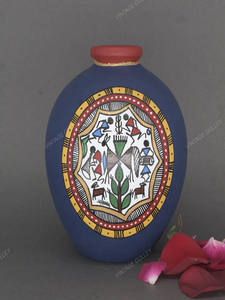 Handmade Terracotta Pots | Ethnic Clay Decor with Warli Art