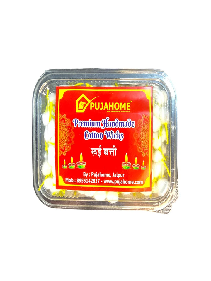 Handmade Chandan Round Cotton Wicks / Rui Batti Box/ Yellow Tip Cotton Wicks Box Contains 600+ Pieces
