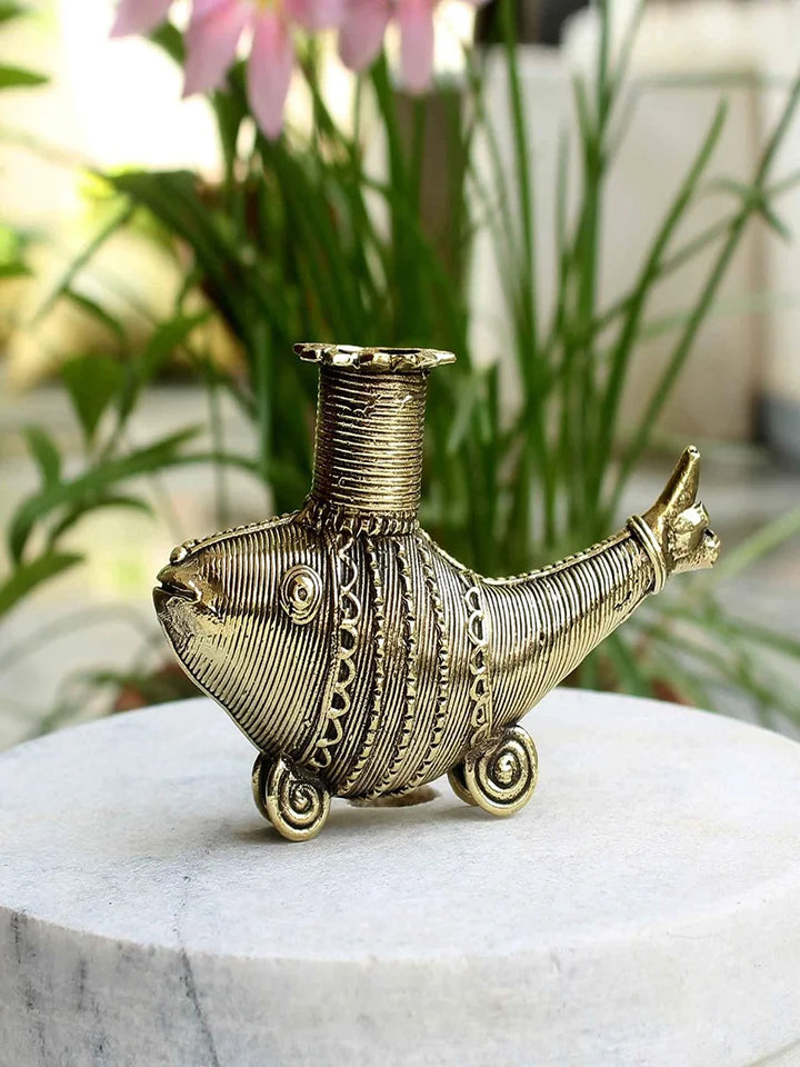 Handmade Brass Dhokra Candle Stand | Unique Home Decor & Gifting Charm