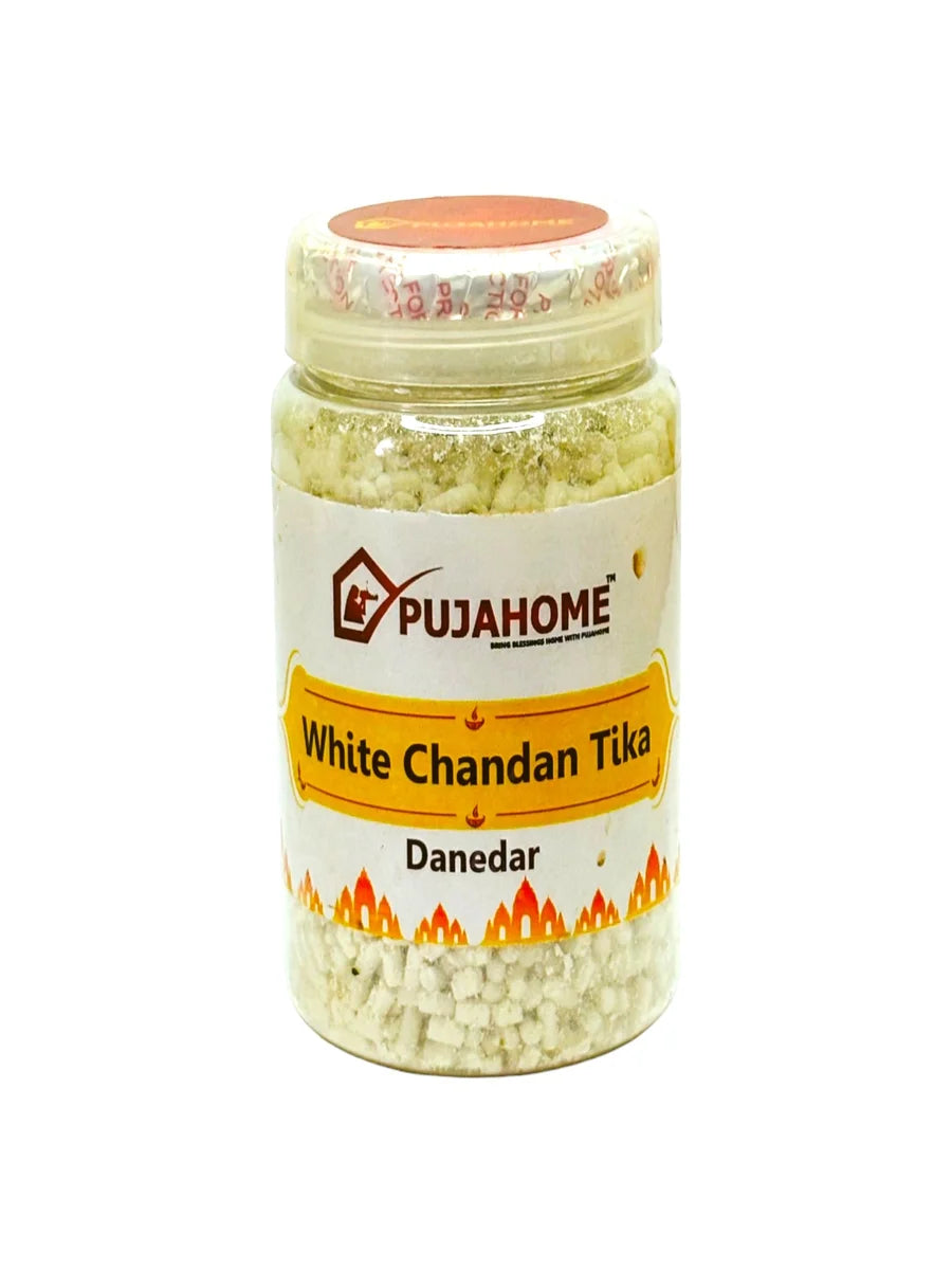 Premium White Chandan Tika Danedar 200 Gram Box