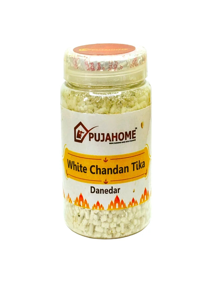 Premium White Chandan Tika Danedar 200 Gram Box