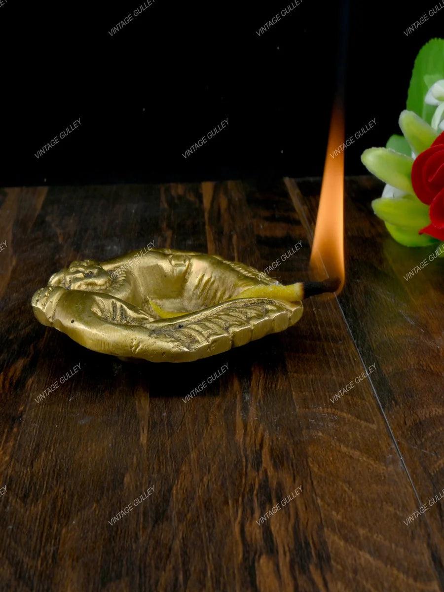 Brass Diya Lamp | Handcrafted Sacred Metal Design for Prayer Decor