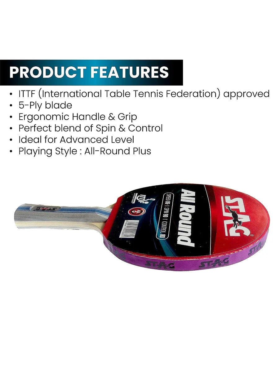 STAG ITTF Approved Rubber All Round Advanced Table Tennis Racquet
