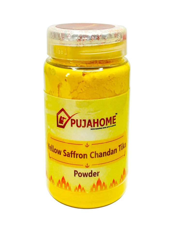 Premium Yellow Saffron Chandan Tika Powder 100 Gram Box