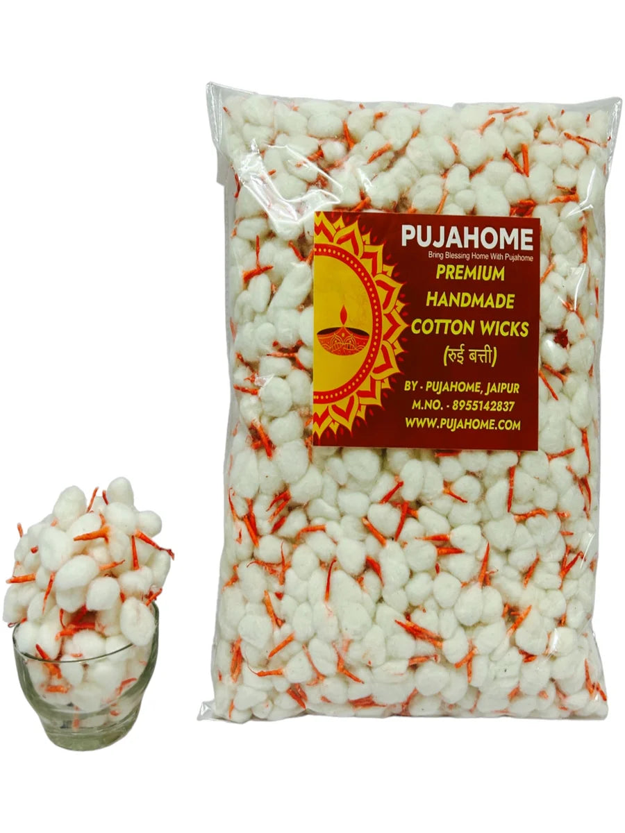 Round Cotton Wicks/Diya Batti With Kesar Tip Pack of 2100