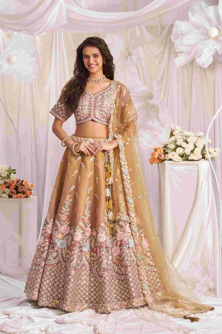 Elegant Partywear Lehenga Set | Tissue Fabric with Sequins Embroidery