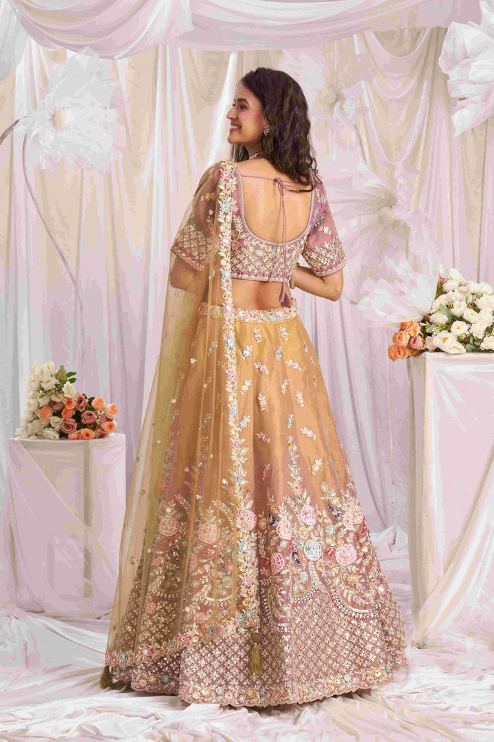 Elegant Partywear Lehenga Set | Tissue Fabric with Sequins Embroidery