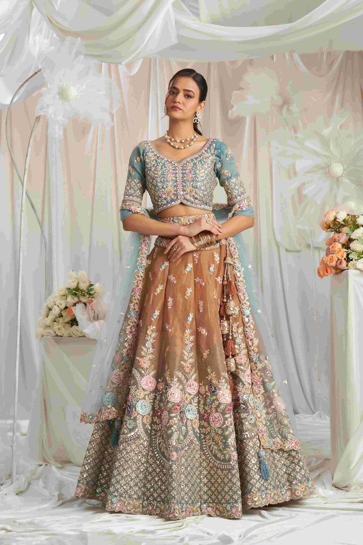 Elegant Partywear Lehenga Set | Tissue Fabric with Sequins Embroidery