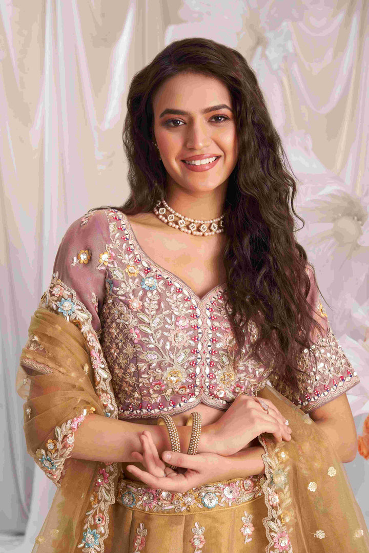 Elegant Partywear Lehenga Set | Tissue Fabric with Sequins Embroidery
